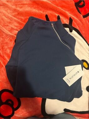 Athleta Navy Half-Zip Crewneck Sweater